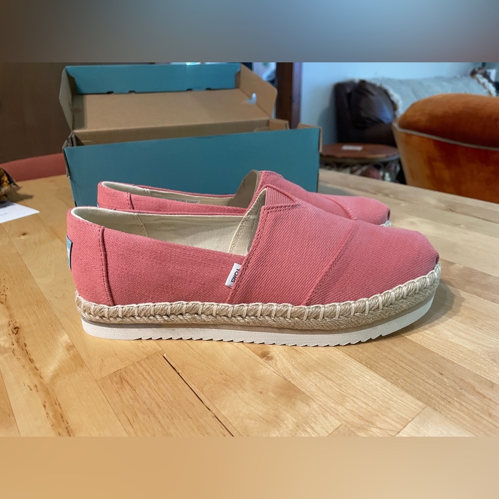 NWT - TOMS Faded Rose Alpargata Platform Rope Espadrille